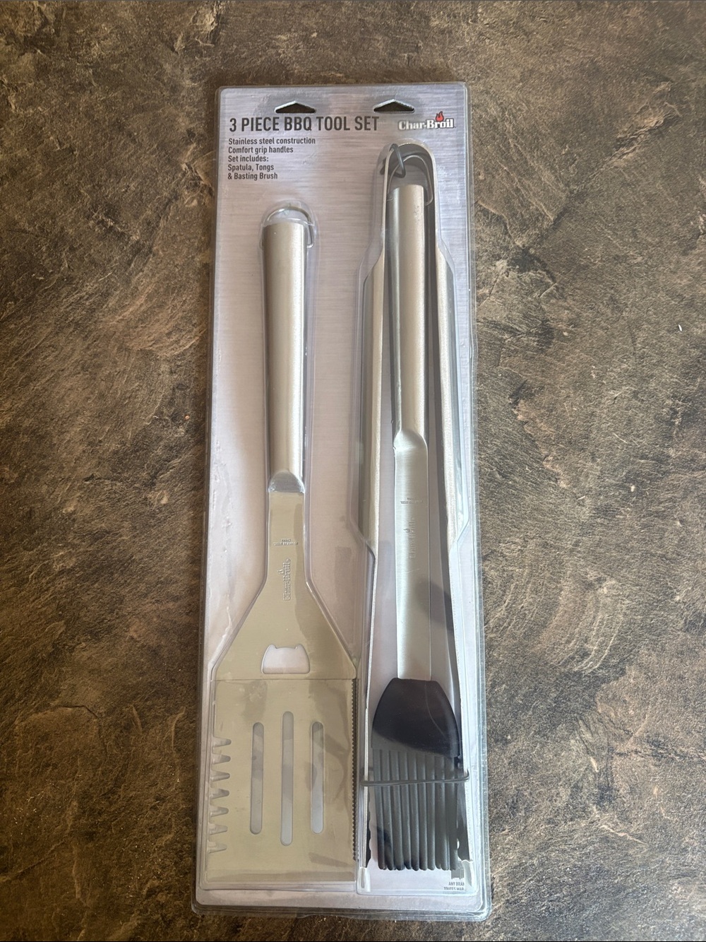 Silver 3-Piece Stainless Steel BBQ Tool Set